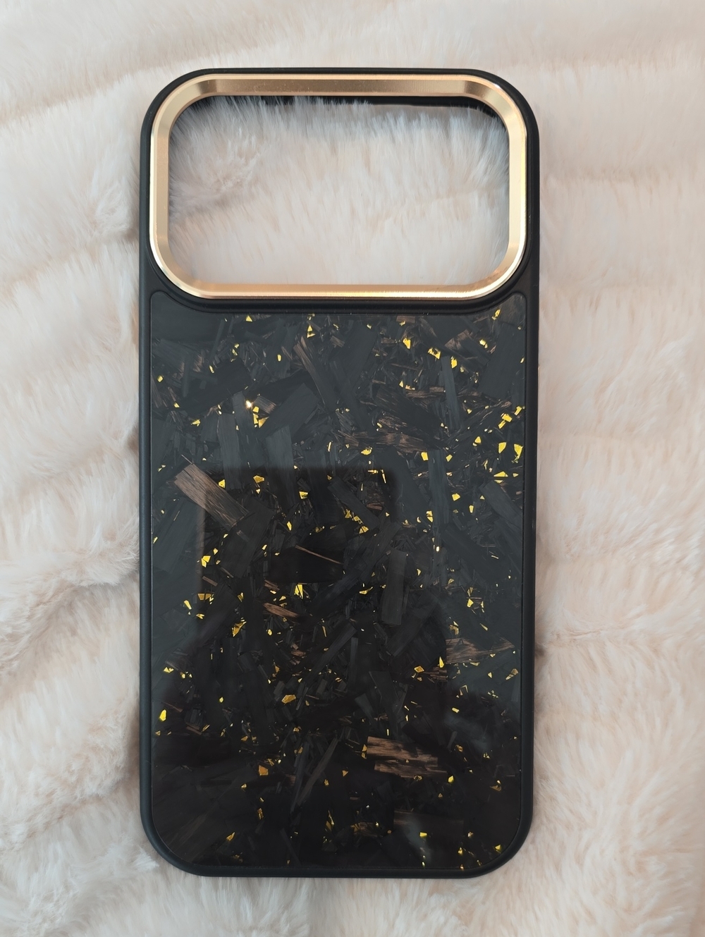 Forged Carbon Fiber Black Gold Flake Phone Case - Stylish Protective Cover